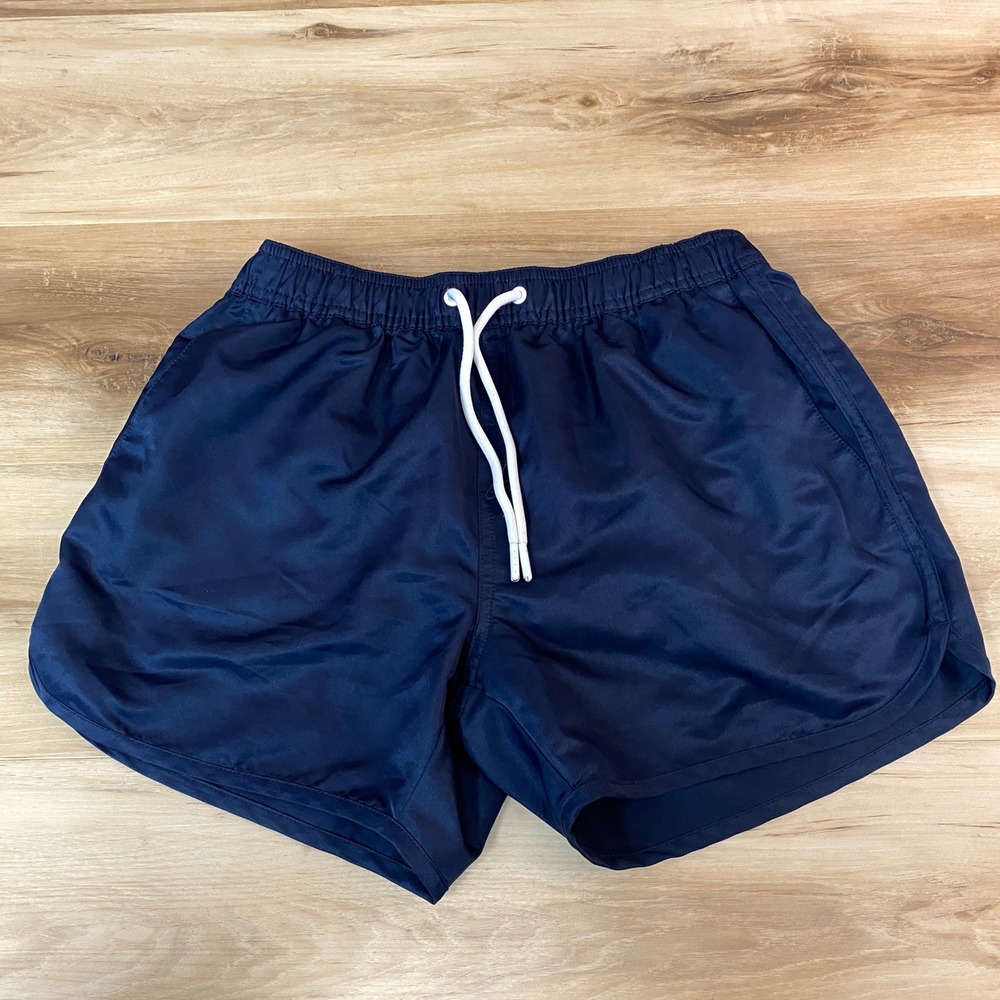 TOPMAN Navy Blue Athletic Shorts Mens Small Mesh Lined Drawstring Pockets Runnin
